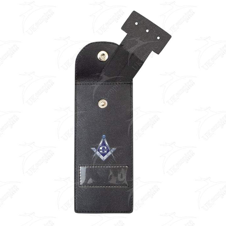 Masonic Master Mason Silver Jewel Holder Case Black Leather – Small