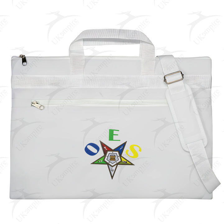 Masonic OES Star White Tote Bag Printed Eastern Star with Hand & Shoulder Carry