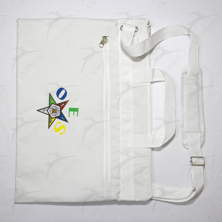 Masonic OES Star White Tote Bag Printed Eastern Star with Hand & Shoulder Carry