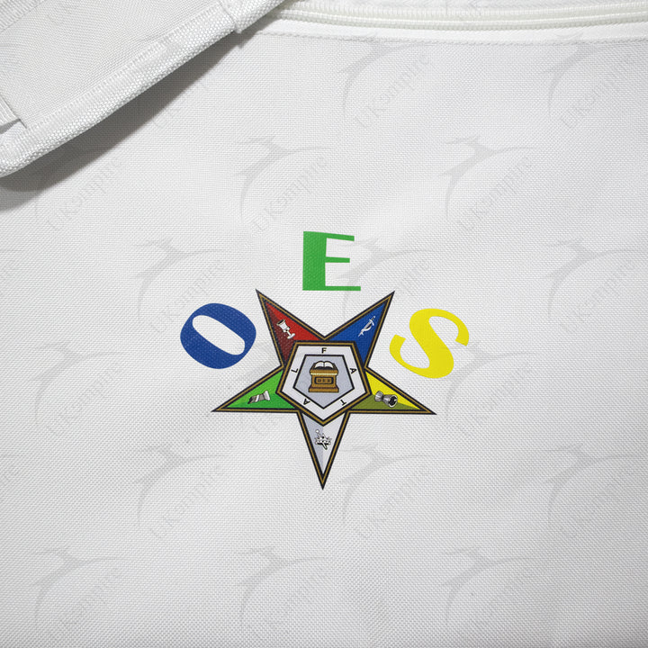 Masonic OES Star White Tote Bag Printed Eastern Star with Hand & Shoulder Carry