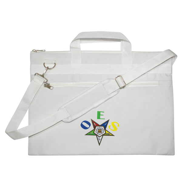 Masonic OES Star White Tote Bag Printed Eastern Star with Hand & Shoulder Carry
