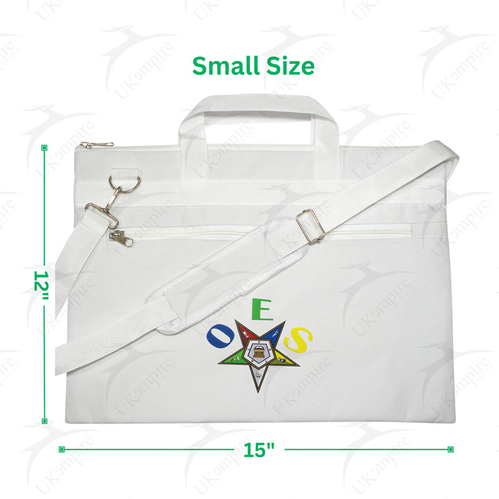Masonic OES Star White Tote Bag Printed Eastern Star with Hand & Shoulder Carry