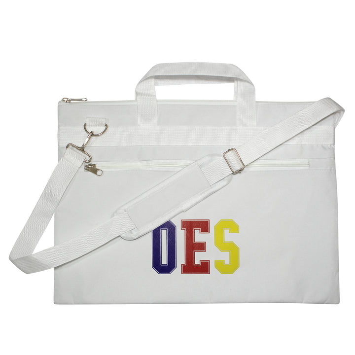 Masonic OES White Tote Bag Printed Eastern Star with Hand & Shoulder Carry