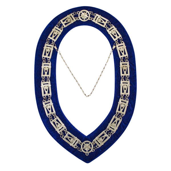 Masonic Blue Lodge Past Master Chain Collar Blue Velvet Silver