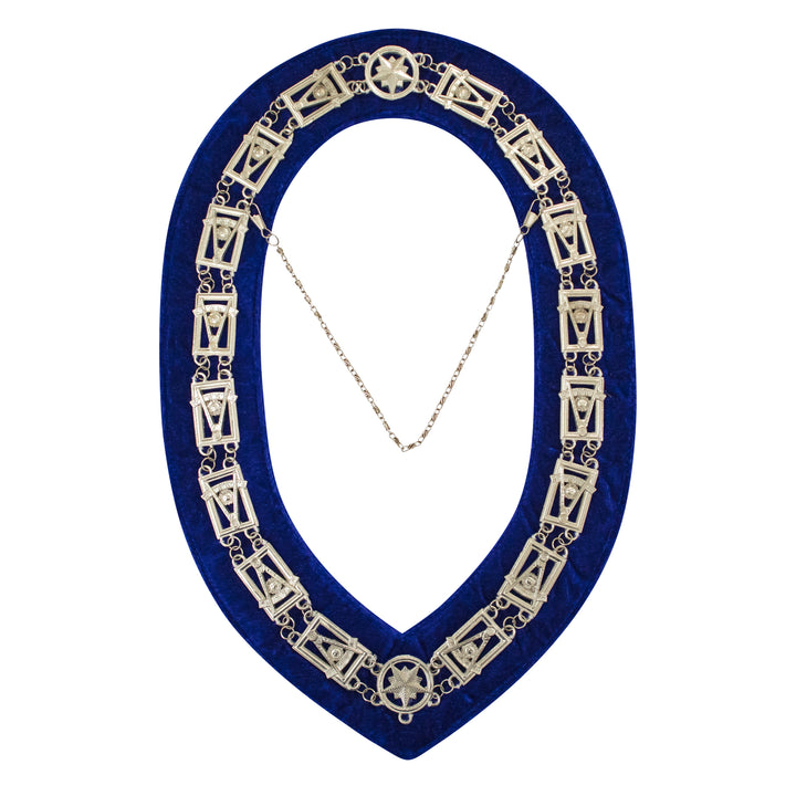 Masonic Blue Lodge Past Master Chain Collar Blue Velvet Silver