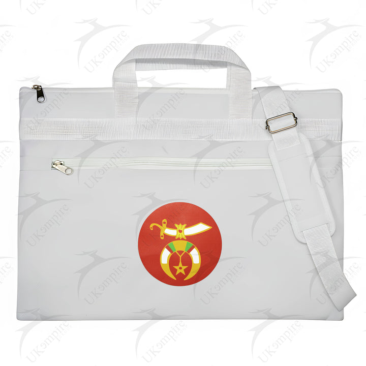 Masonic Red Shriner Mason White Tote Bag Printed with Hand & Shoulder Carry