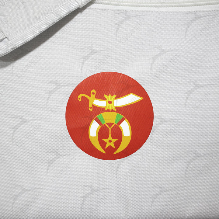 Masonic Red Shriner Mason White Tote Bag Printed with Hand & Shoulder Carry