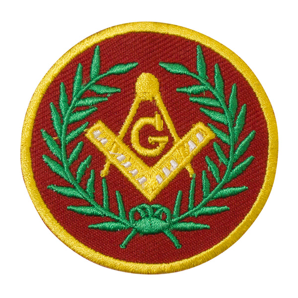 Masonic Red Square & Compass G Patch Machine Embroidery – Iron-On Back