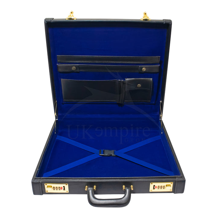 Masonic Apron Briefcase MM/WM Size – Black Leather