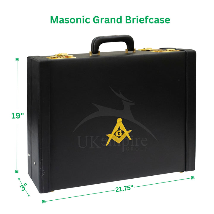 Masonic Apron Briefcase Grand, Square Compass G Gold