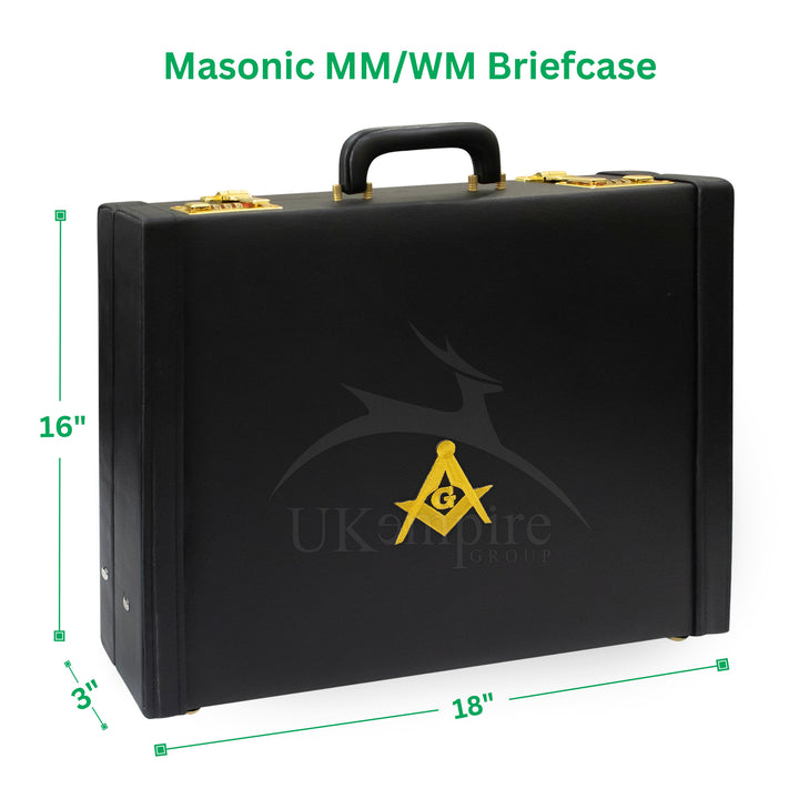 Masonic Apron Briefcase MM/WM, Square Compass G Gold