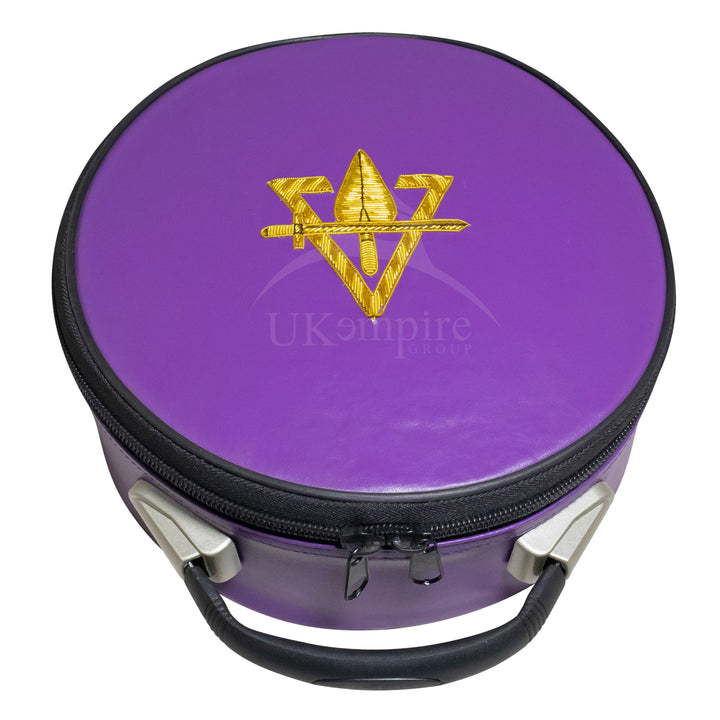 Masonic Cryptic Masonic Crown Cap Case Purple (Hand Embroidered) 1