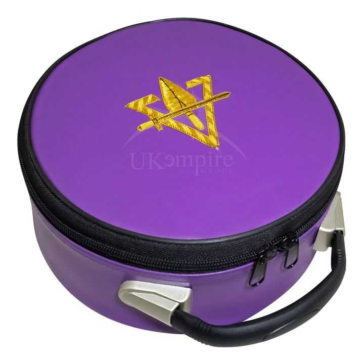 Masonic Cryptic Masonic Crown Cap Case Purple (Hand Embroidered) 2