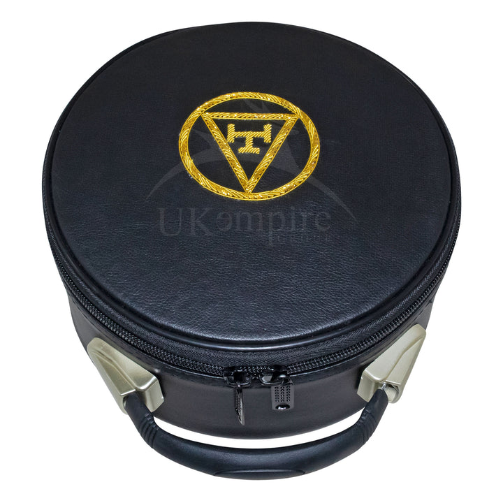 Masonic Royal Arch Crown Cap Case Black (Hand Embroidered) Gold Triple Tau 1