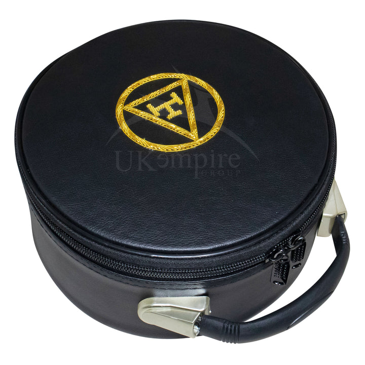 Masonic Royal Arch Crown Cap Case Black (Hand Embroidered) Gold Triple Tau 2