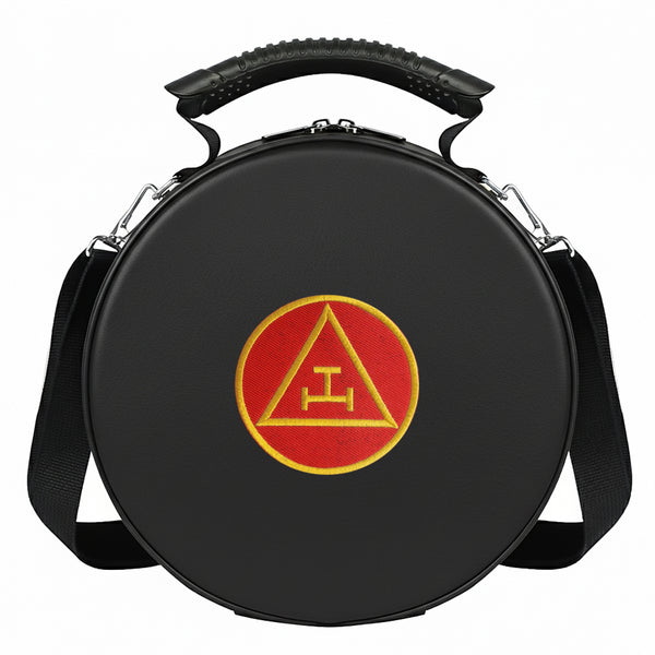 Masonic Royal Arch Crown Cap Case Black (Foldable) Red & Gold Machine Embroidery