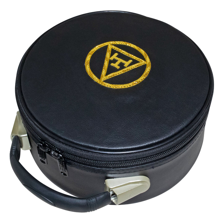 Masonic Royal Arch Crown Cap Case Black (Hand Embroidered) Gold Triple Tau