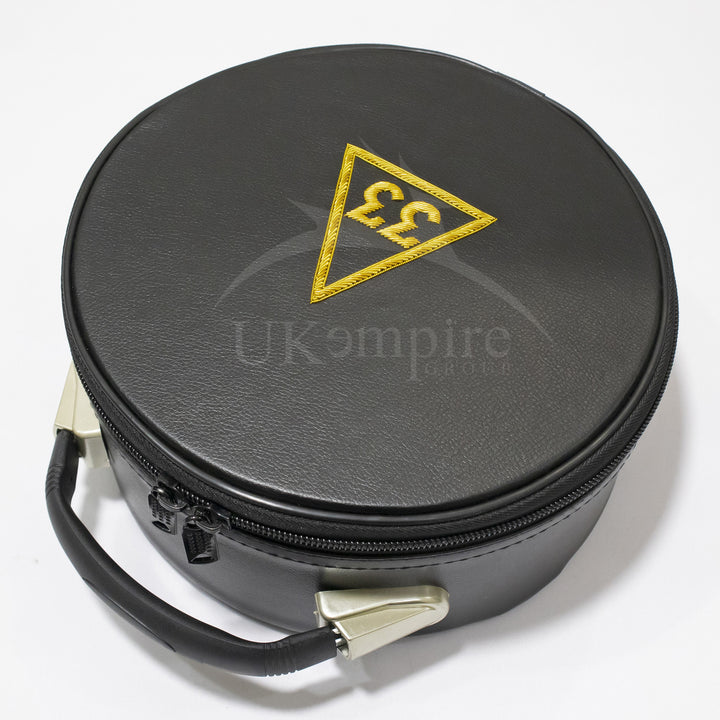Masonic Scottish Rite 33 Degree Crown Cap Case Black (Hand Embroidered) 1