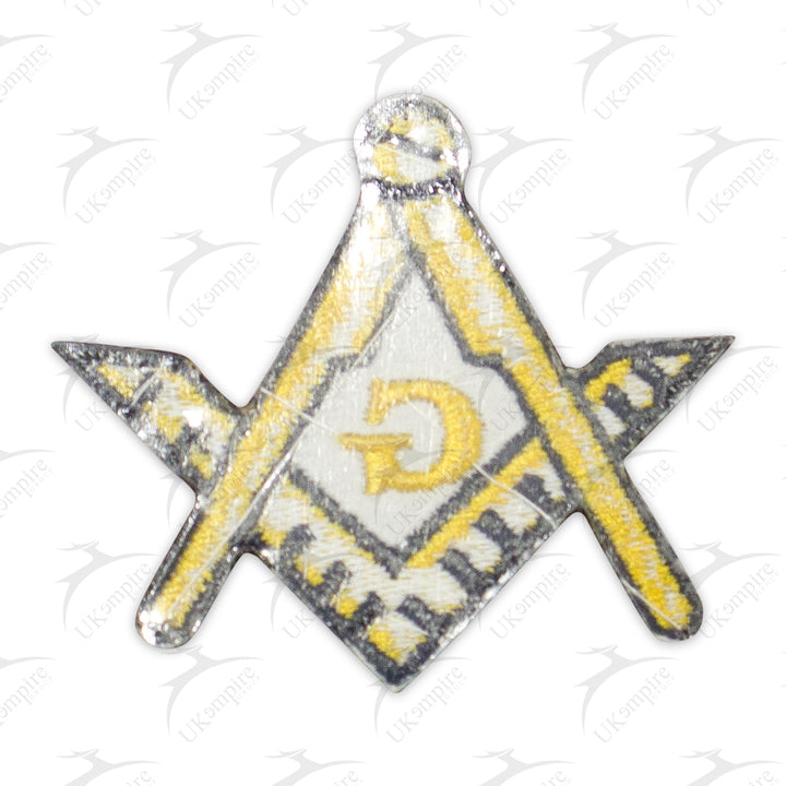 Masonic Square & Compass G Patch Cutout Shape, Embroidered, Iron-On Back