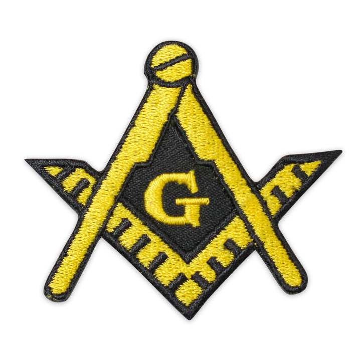 Masonic Square & Compass G Patch Cutout Shape, Embroidered, Iron-On Back
