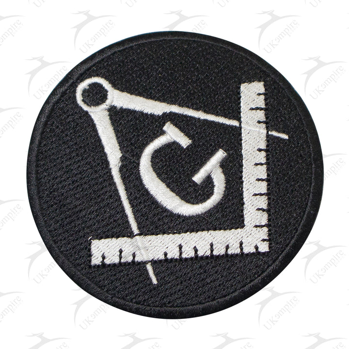 Masonic Square & Compass G Round Patch Machine Embroidery – Iron-On Back