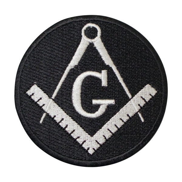 Masonic Square & Compass G Round Patch Machine Embroidery – Iron-On Back