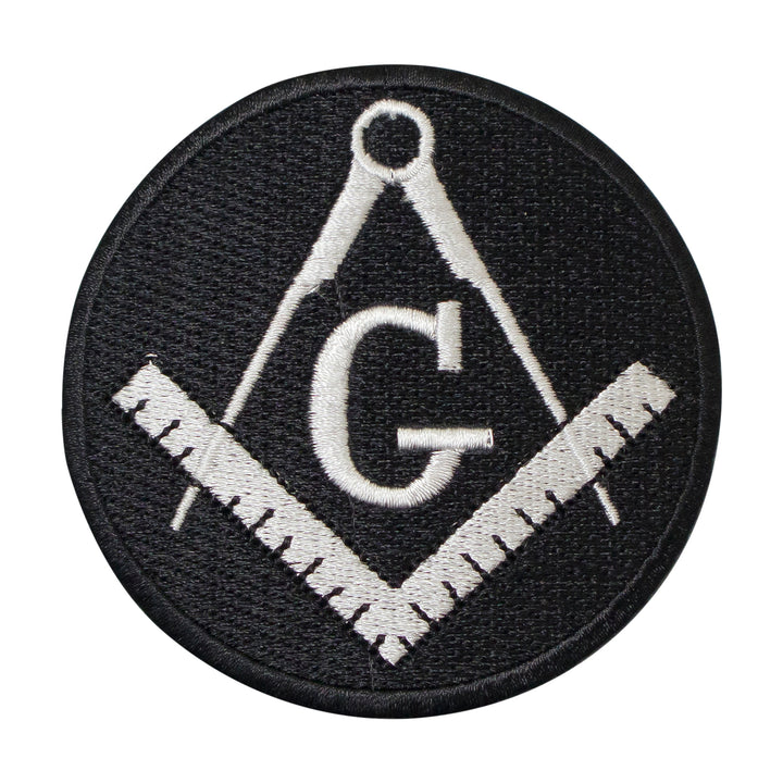 Masonic Square & Compass G Round Patch Machine Embroidery – Iron-On Back