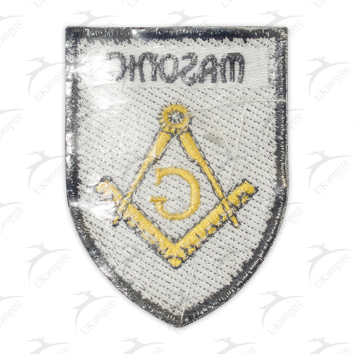 Masonic Square & Compass G Shield Patch, Machine Embroidered, Iron-On Back 