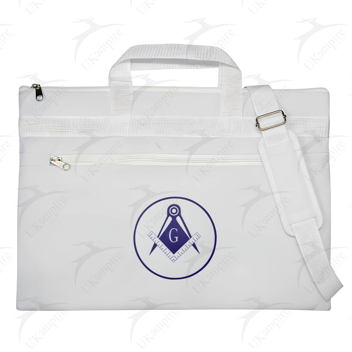 Masonic Square & Compass G White Tote Bag Printed with Hand & Shoulder Carry