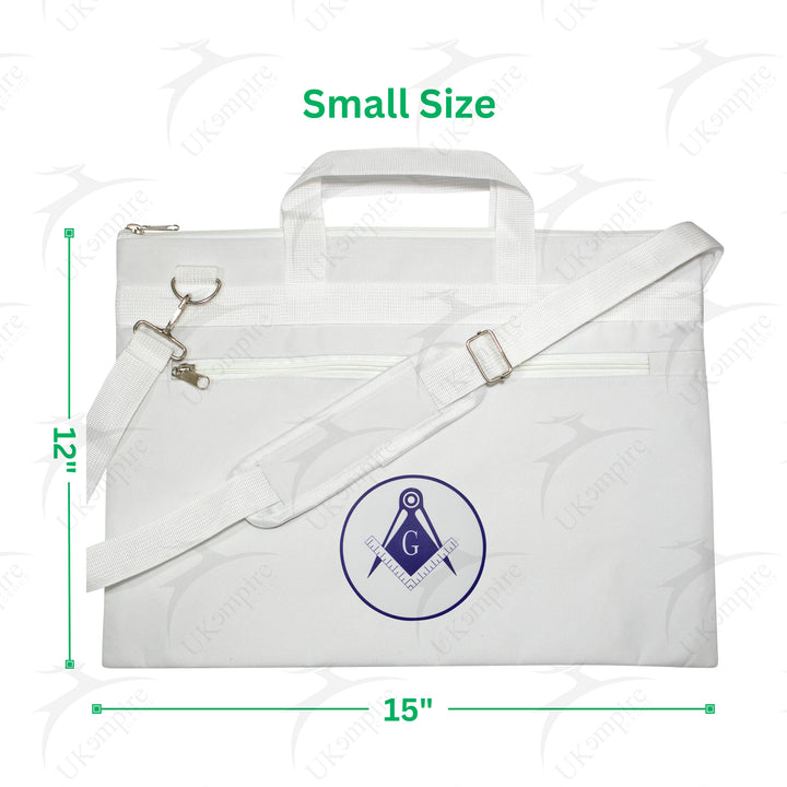 Masonic Square & Compass G White Tote Bag Printed with Hand & Shoulder Carry