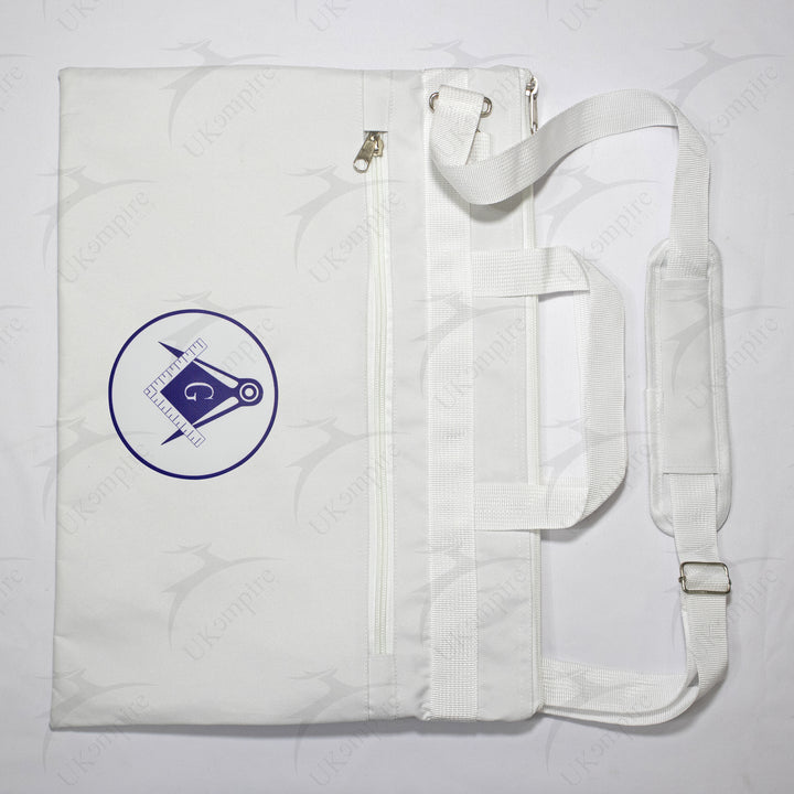 Masonic Square & Compass G White Tote Bag Printed with Hand & Shoulder Carry