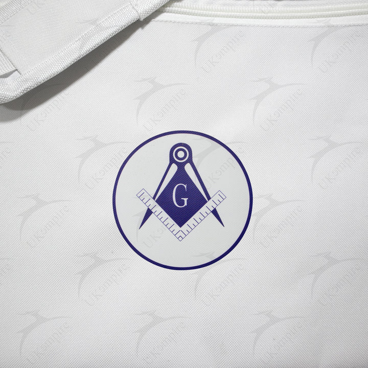 Masonic Square & Compass G White Tote Bag Printed with Hand & Shoulder Carry