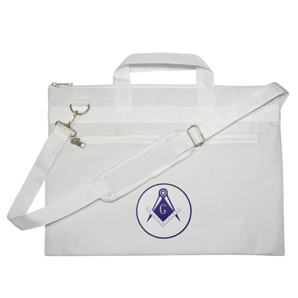 Masonic Square & Compass G White Tote Bag Printed with Hand & Shoulder Carry