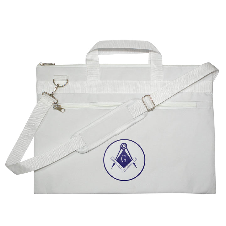 Masonic Square & Compass G White Tote Bag Printed with Hand & Shoulder Carry