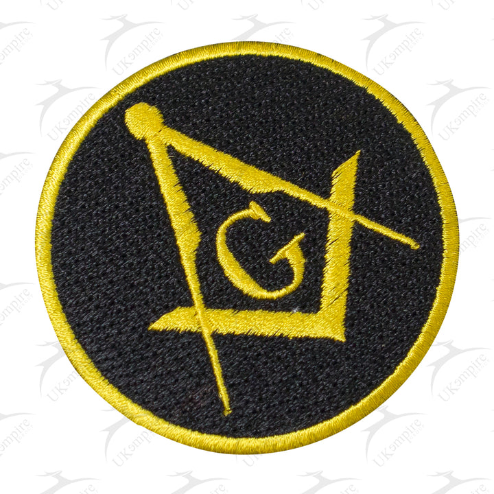 Masonic Square & Compass G Yellow Patch Machine Embroidery – Iron-On Back