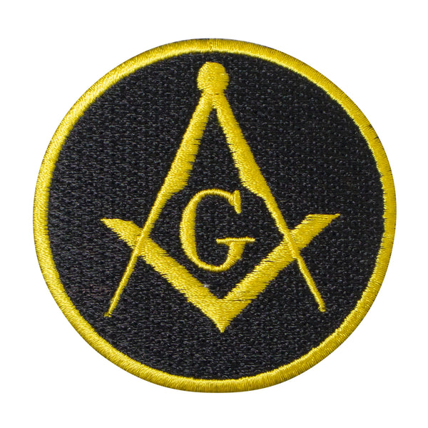 Masonic Square & Compass G Yellow Patch Machine Embroidery – Iron-On Back