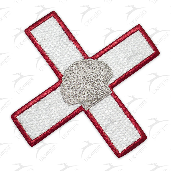 Masonic ST Thomas of Acon Shell Patch Silver Embroidery – Iron-On Back