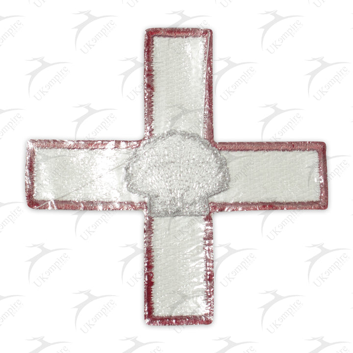 Masonic ST Thomas of Acon Shell Patch Silver Embroidery – Iron-On Back