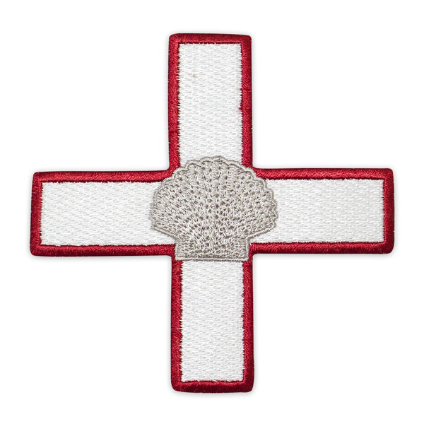 Masonic ST Thomas of Acon Shell Patch Silver Embroidery – Iron-On Back