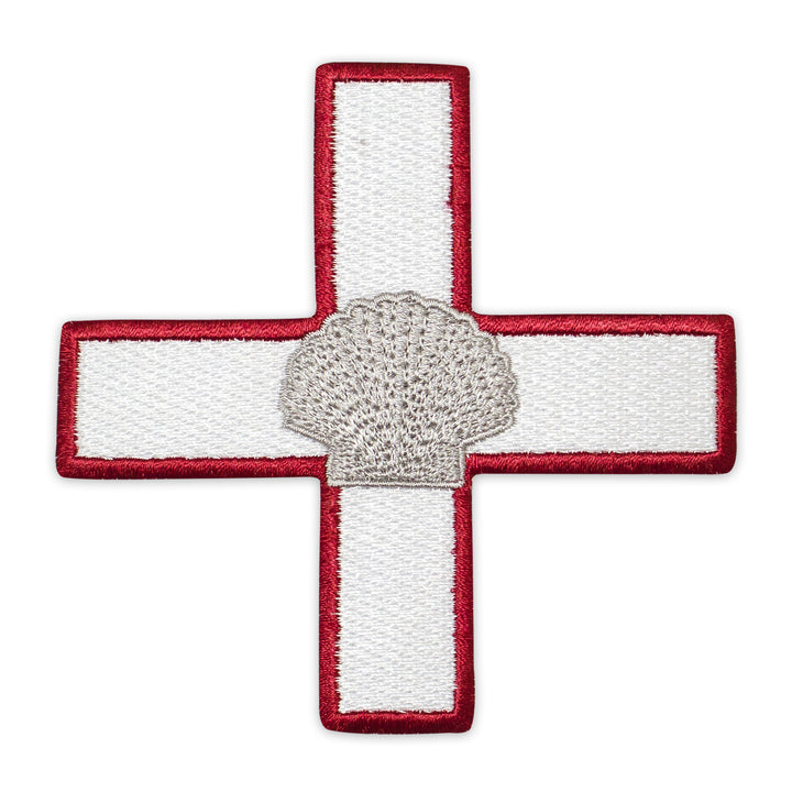 Masonic ST Thomas of Acon Shell Patch Silver Embroidery – Iron-On Back