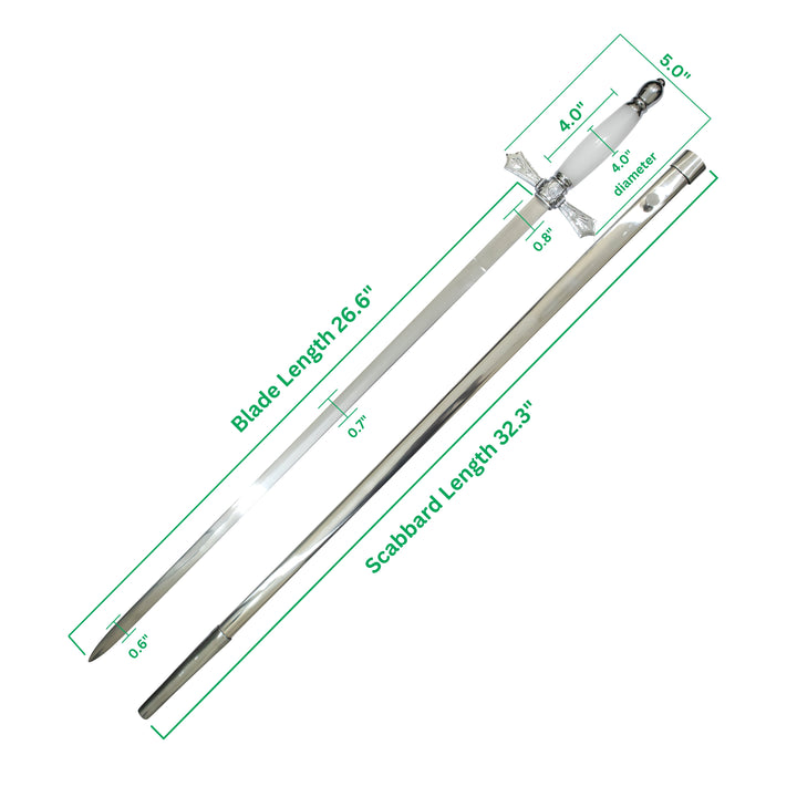 Masonic Tyler Master Mason Sword, Silver Scabbard & Black Leather Case (Set of 3)-1