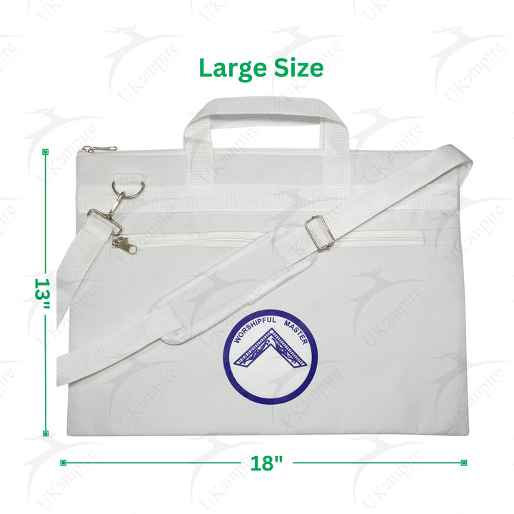 Masonic Worshipful Master White Tote Bag Printed with Hand & Shoulder Carry