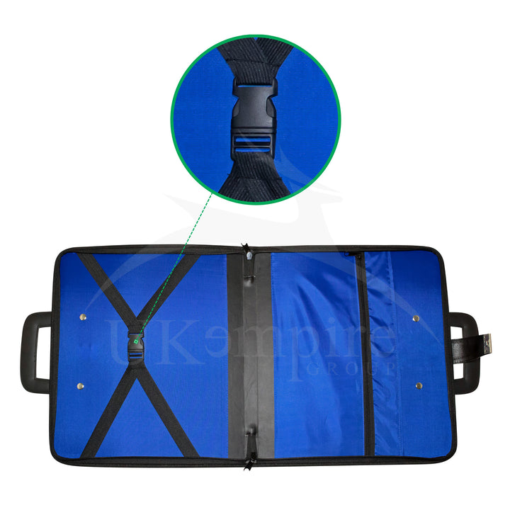 Masonic Master Mason Apron Case Black Leather Double Handle – Silver Embroidery