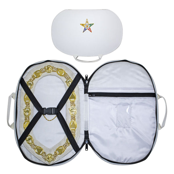 OES Chain Collar Case White Imitation Leather – Hand Embroidered Emblem