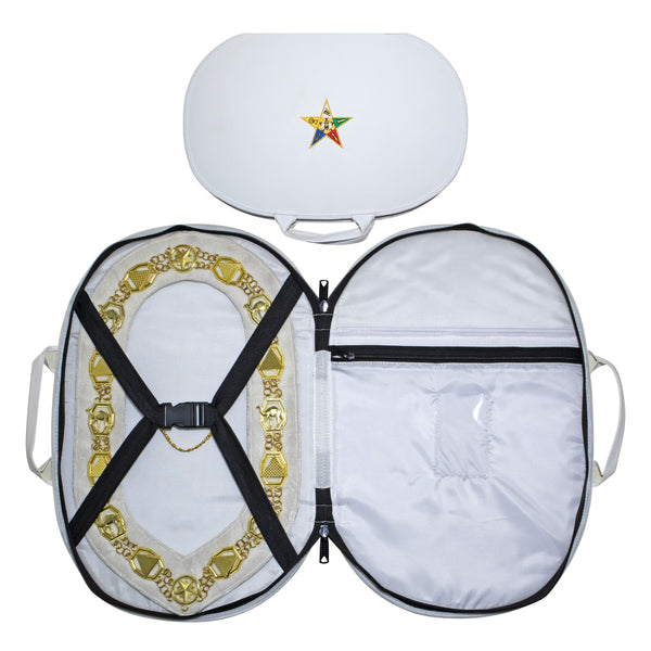 OES Chain Collar Case White Imitation Leather – Machine Embroidered Emblem