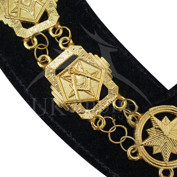 Masonic OES Eastern Star Patron Chain Collar Gold