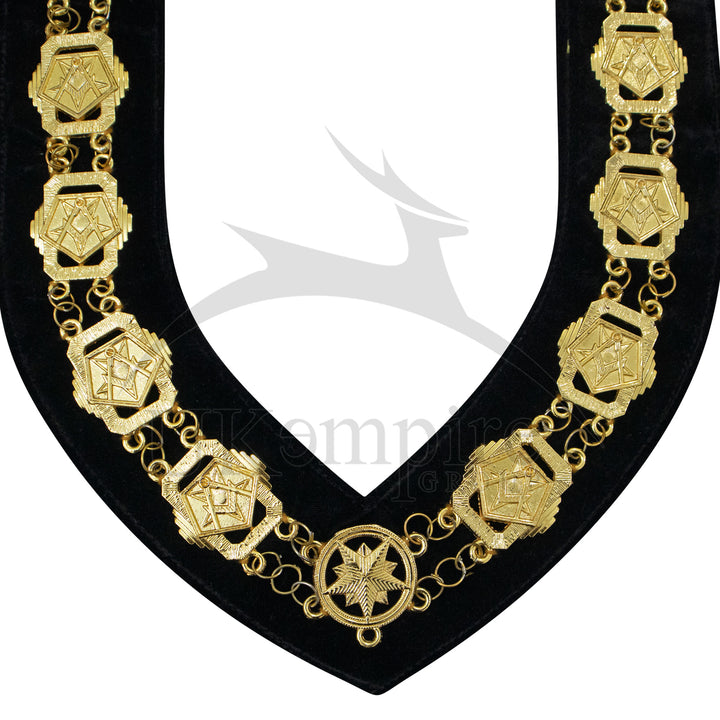 Masonic OES Eastern Star Patron Chain Collar Gold