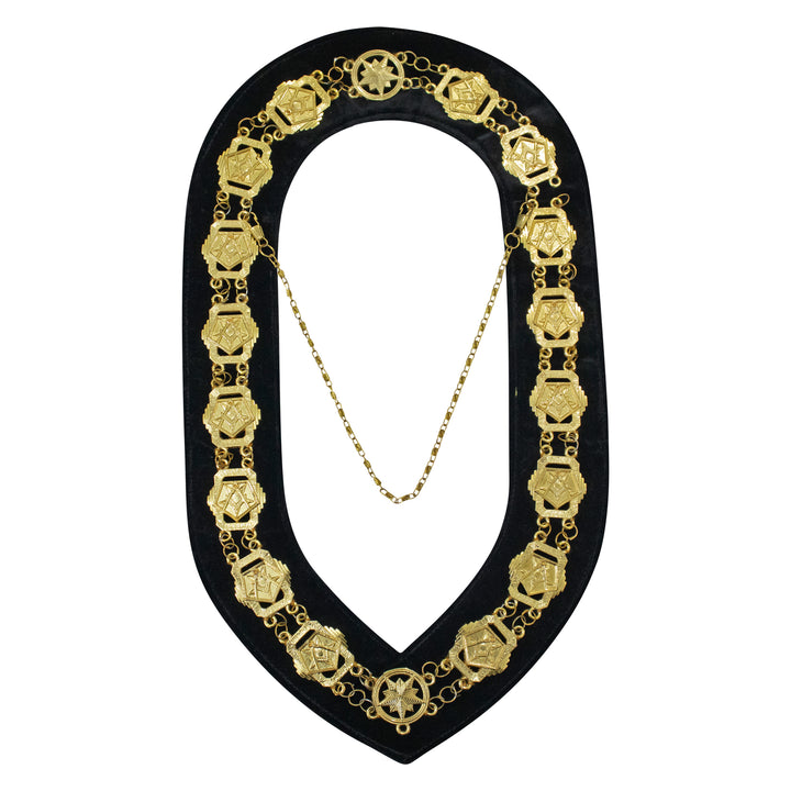 Masonic OES Eastern Star Patron Chain Collar Gold