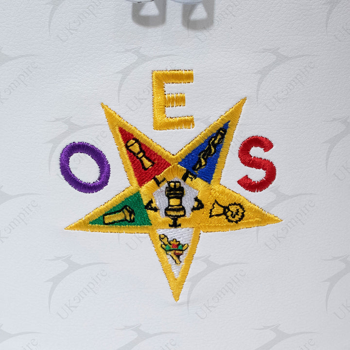 Premium OES Fez Hat Case White Dual Emblems – Machine Embroidered 2