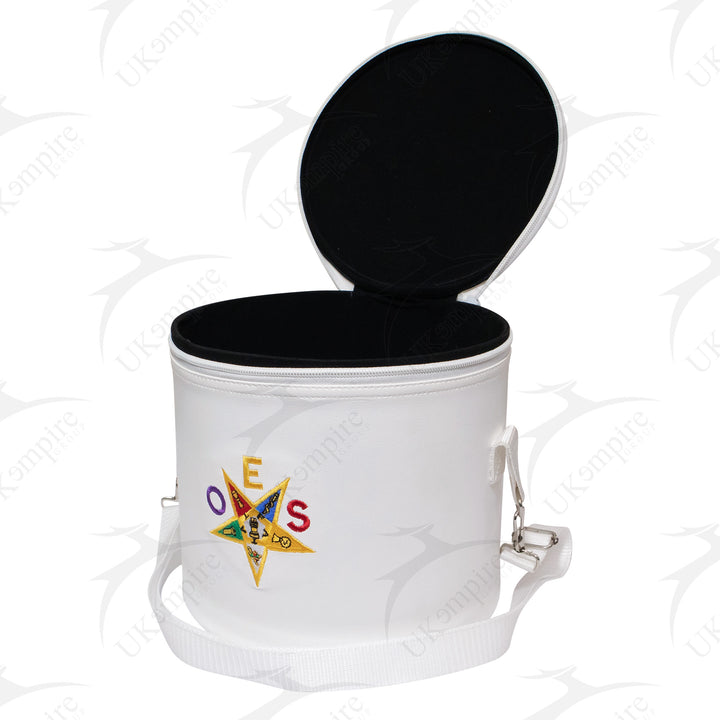 Premium OES Fez Hat Case White Dual Emblems – Machine Embroidered 4